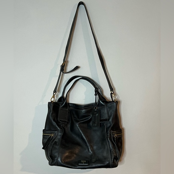 Fossil Handbags - Fossil Emerson Medium Black Satchel